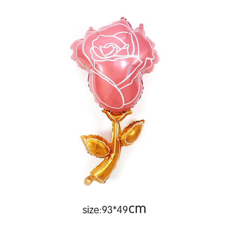 Rose Flower Aluminum Foil Balloon,Valentine'S Day Mother'S Day Flower Balloons Atmosphere Decoration Arrangement