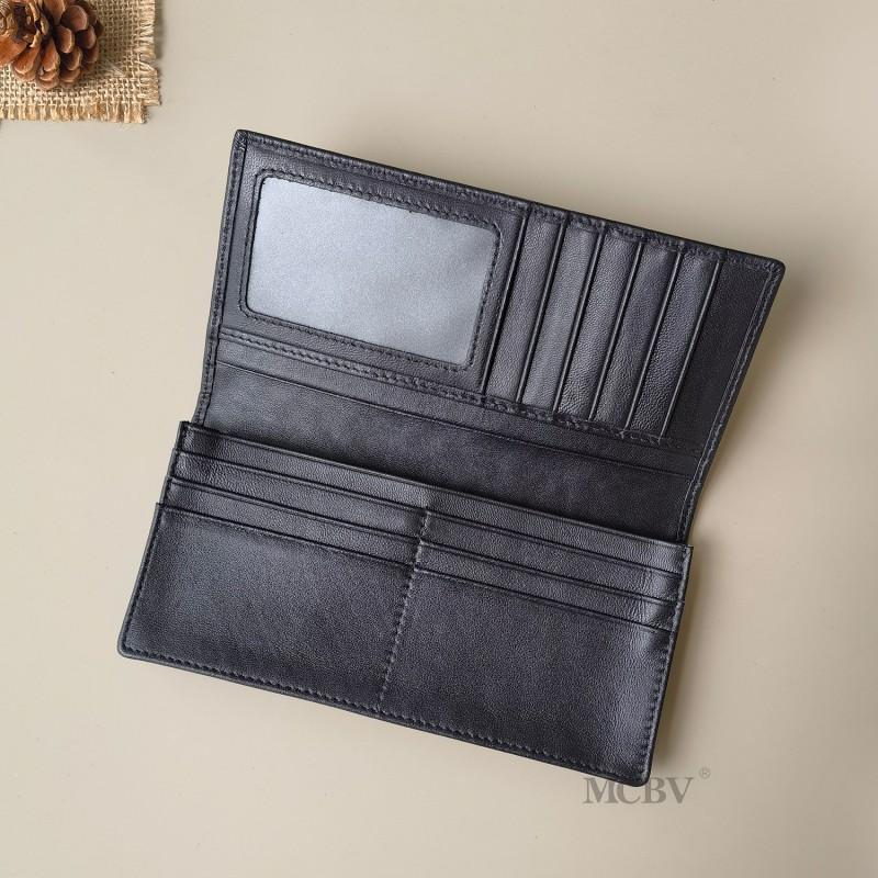 Genuine Leather Handwoven Long Wallet Men
