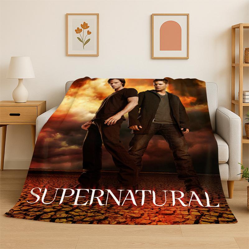 SPN Supernatural Dean Sam TV Flannel Blanket Soft Warm Throw Blanket for Bedroom Living Room Bed Travel Camping Picnic Kid 75x90cm