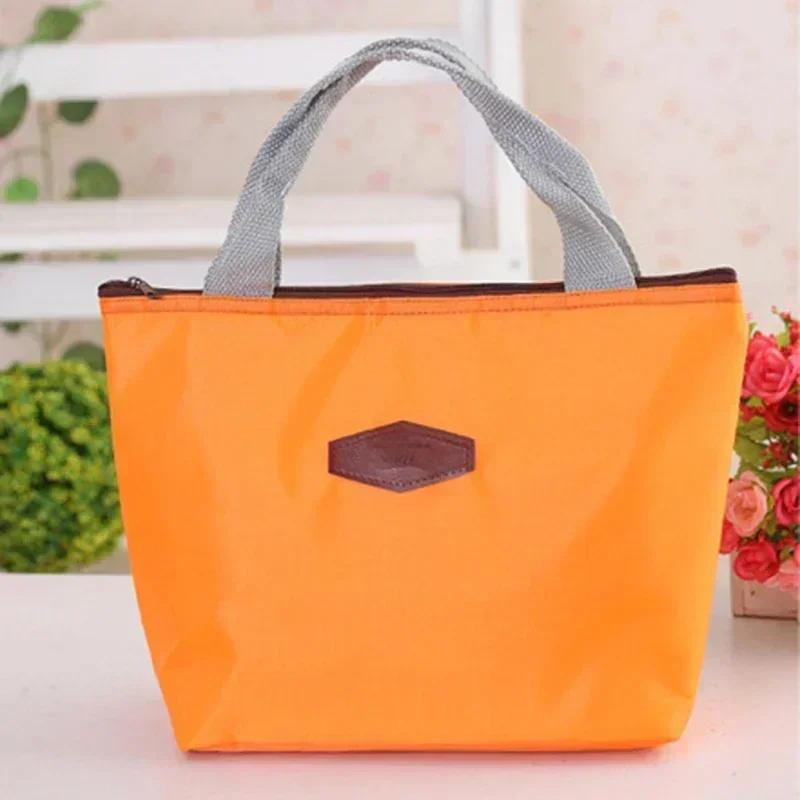 Lunch Box Camping Picnic Bag Lunch Bag Solid Color Portable Insulated Refrigerated Cold Food Cooler Thermal Bag Handbag