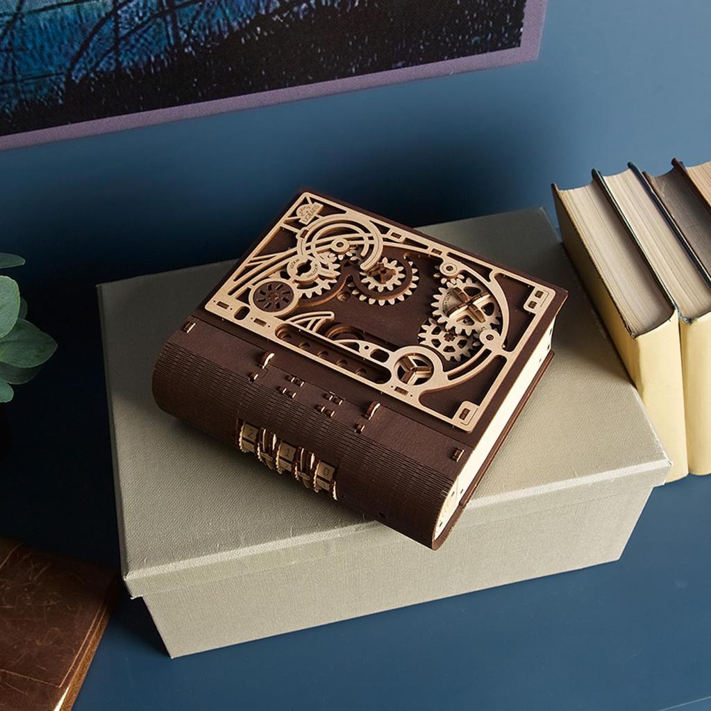 Ugears Księga Sekretów Puzzle z Zamkiem Szyfrowym Drewniane Puzzle Model Rzemieślniczy Nie Wymaga Kleju ani Narzędzi