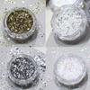 Mini Super Shiny Star Sequins 4-Color Nail Art Set - Flash Silver & Iridescent White Five-Pointed Stars