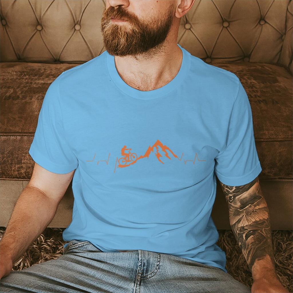 Mountain Bike Cycling Print Tshirts For Men Summer Funny Cycling Casual Short Sleeve Round Neck Tops Male Clothing Tshirt