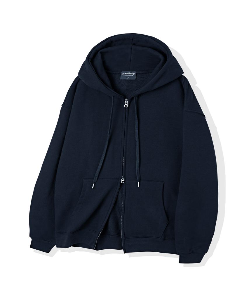 Grandiosity Two-Way Big Oversized Sweat Zip-Up (Navy)