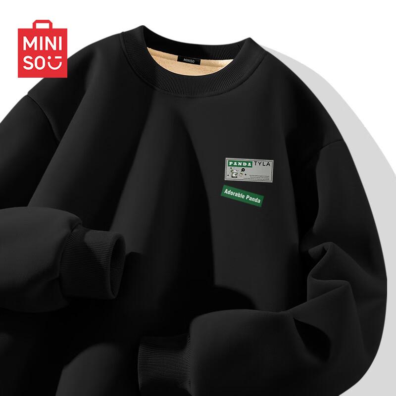 MINISO Men's Winter Plush-Lined Round Neck Sweatshirt