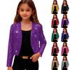 Children's -Printed Long-Sleeve Shawl-Collar Cardigan Dress Casual Short Jacket