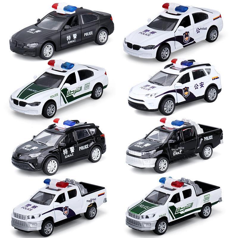 Boy's Alloy Pull-Back Toy Car Set: Police, Taxi, and Fire Truck Models