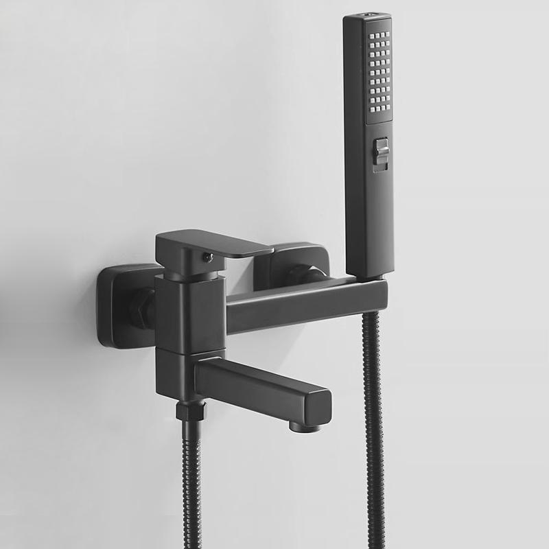 

Смесители для ванны, современный черный комплект для душа, уникальный дизайн вращающегося сопла, смеситель для настенного монтажа для ванной комнаты