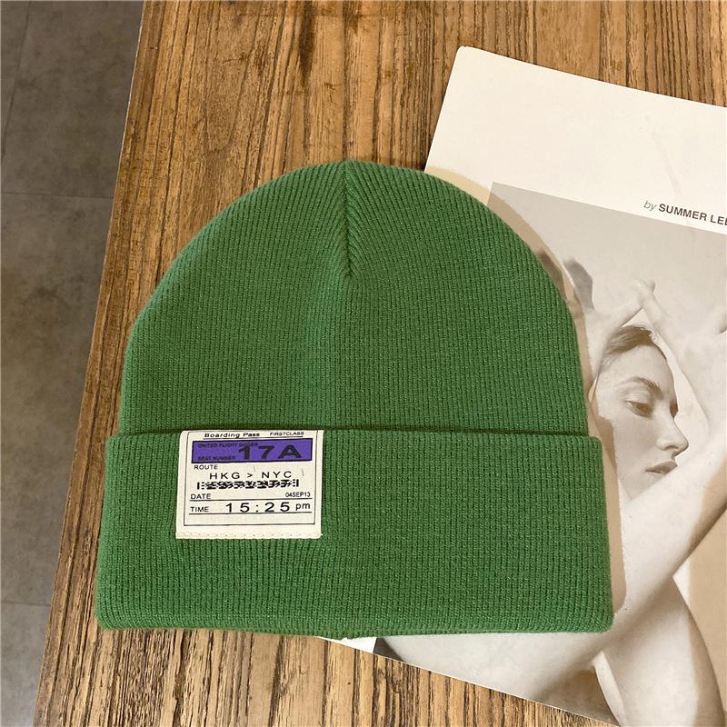 Autumn and winter hat women's wool hat handmade letter labeling white bucket hat winter knitted cold hat couple tide