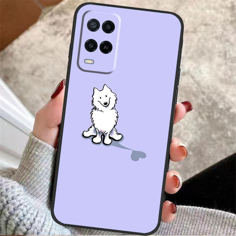 Cartoon Samoyed Dog Case For Oppo A40 A16 A76 A96 A60 A98 A58 A78 A18 A38 A80 A77 A57 A17 A74 A54 A94 A15 A5 Pro