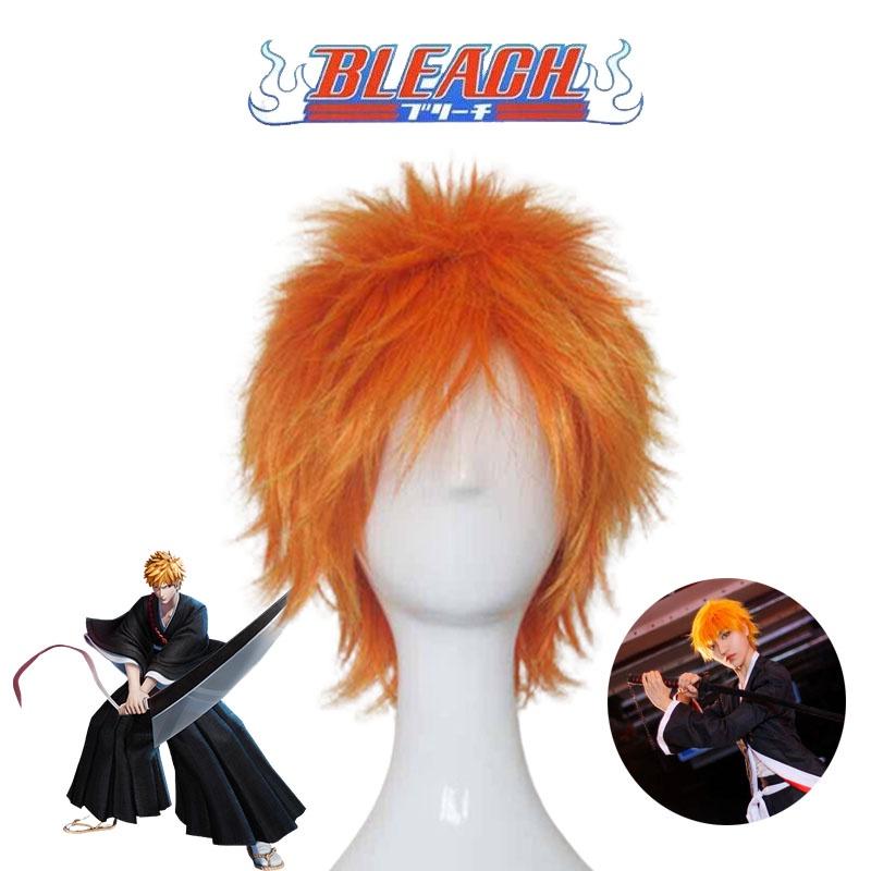 Bright Bleach Kurosaki Ichigo Wig Cosplay Hairpiece Adult Party Prop