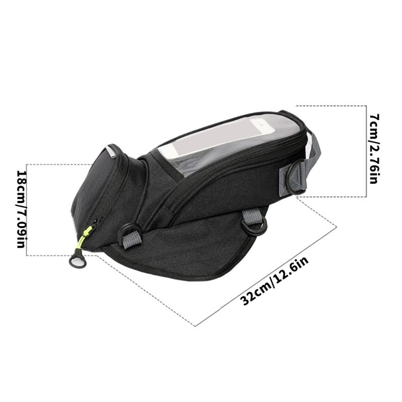 Waterproof Motorcycle Fuel Tank Bag With Touch Control Phone Pocket And Reflective Safety Strap for Night Riding