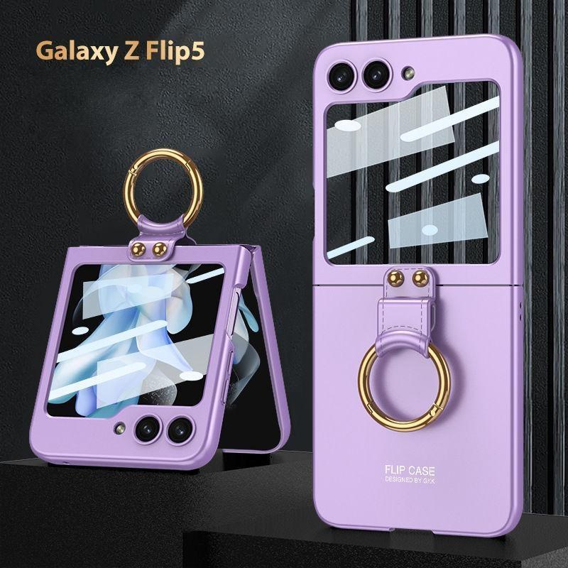 

Роскошный чехол для Samsung Galaxy Z Flip 5 Ring, чехол для телефона Samsung Galaxy Z Flip 5, противоударный чехол для Galaxy Z Flip 5, защитный чехол для камеры galaxy z flip 5 фиолетовый