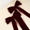 2pcs Burgundy Deep Red Hair Clips Long Tail Velvet-Like Hairpins For Girls Curly Straight Party Daily Headwear Hair Accessories