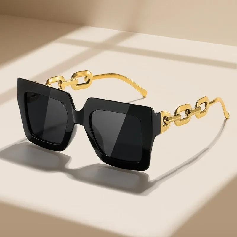Yiran Health & Beauty Women's Fashionable Fashion Oversized Sunglasses Woman Designer Vintage Square Sun Glasses Big Frames Shades Uv400 Oculos De Sol Cm