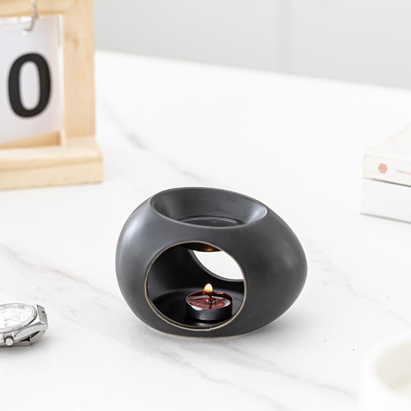 Nice Ceramics Black Essential Oil Incense Burner Aromatherapy Reed Diffuser Stove Home Beauty Salon Spa Candle Heating Holder