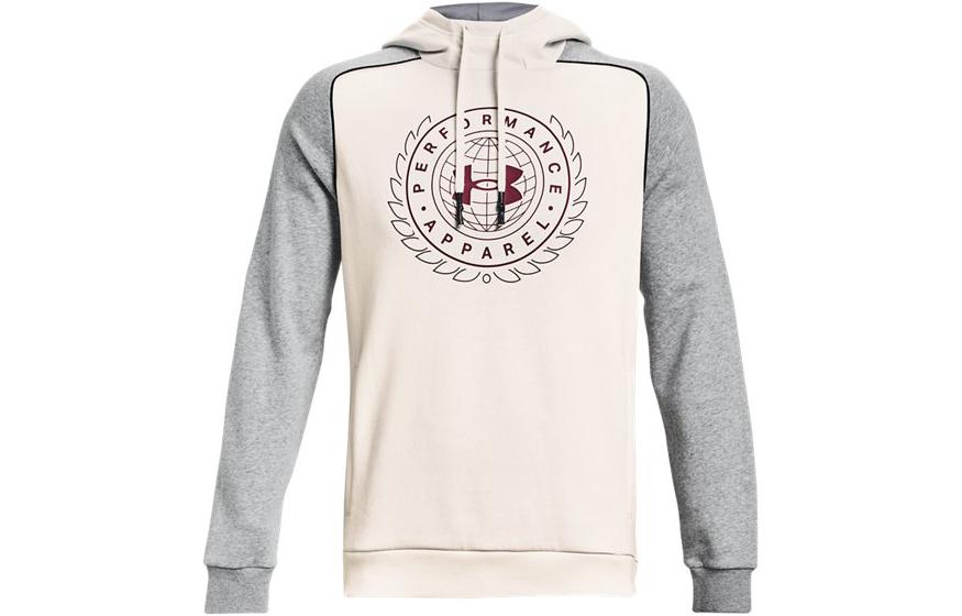 Under Armour Rival Sweatshirts Men s White Hooded Moderate Regular 1373831-112 XL