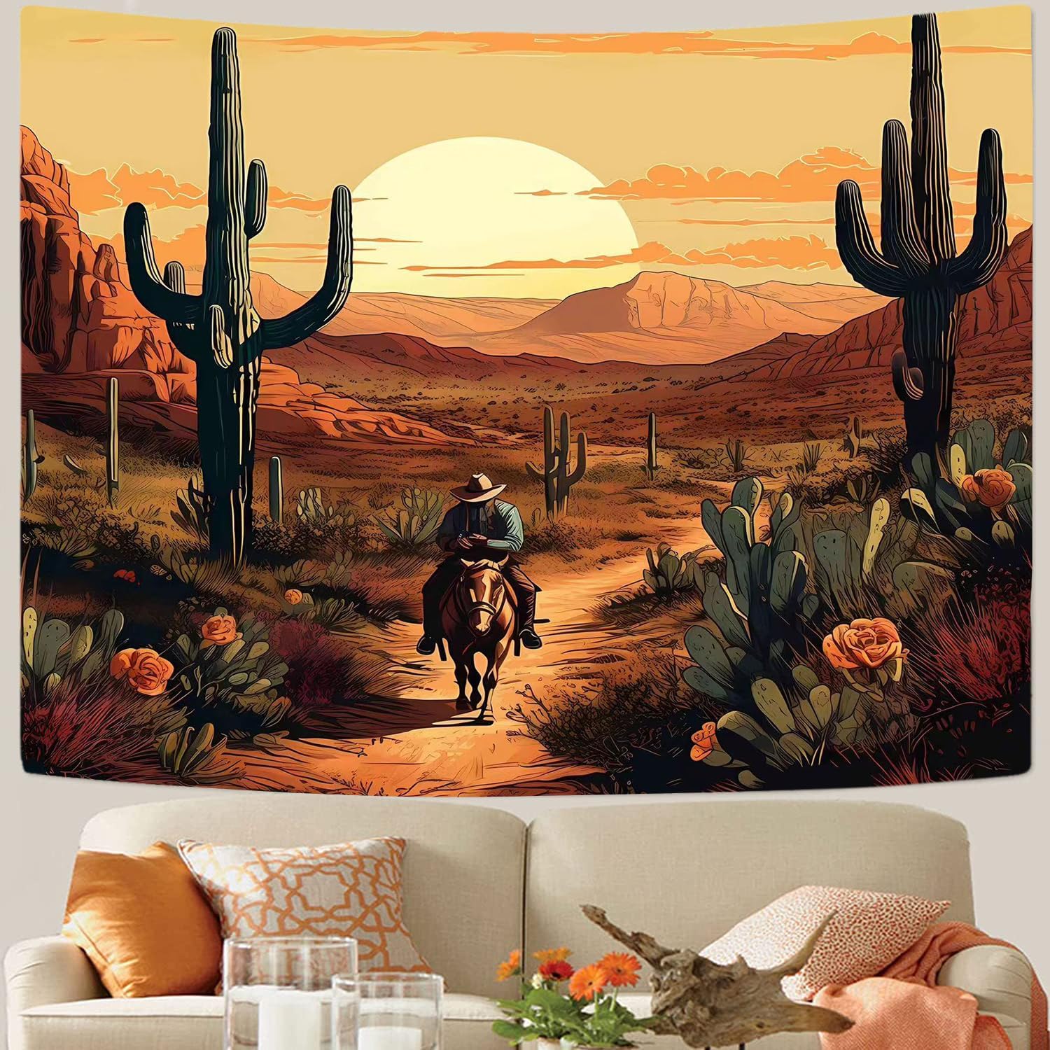 Tapestry Wild West cowboy 75x100