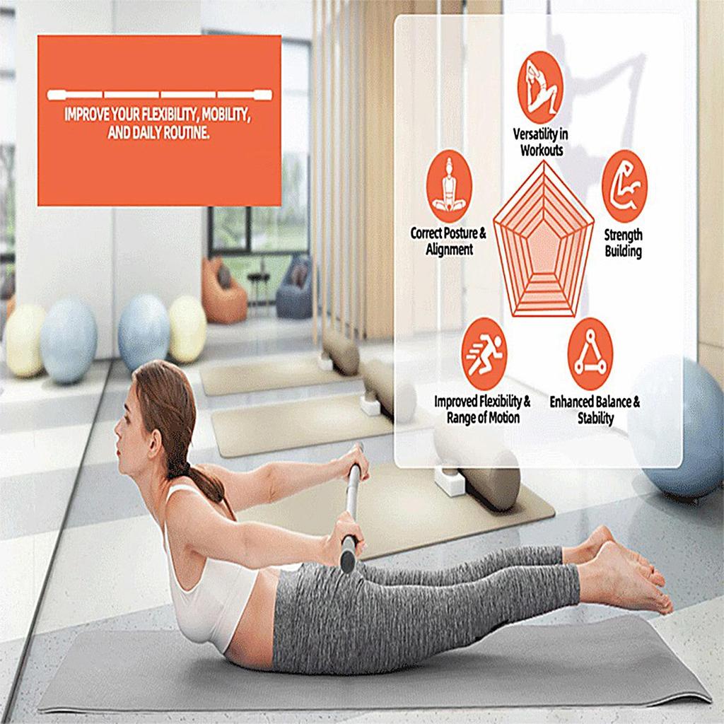 Yoga Stick 5Ft Pole Flexibility And Strength Stick For Rehabilitation Training Fitness Home Mobility Gym Wellness Balance