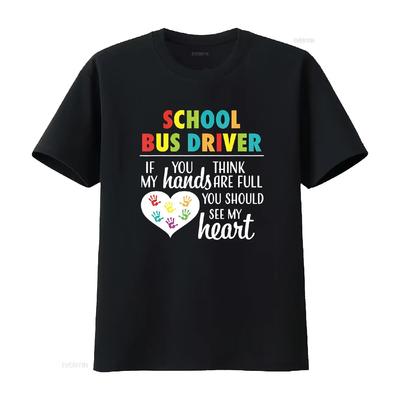 School Bus Driver Cute Heart Appreciation T Shirt Vintage Washed Designer Clothes Soft Top For Everyday Wear Stylish Versatile