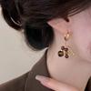 Retro Tigeraugen Luxus Welpen Anhänger Ohrringe - Modischer Maillard Stil für Damen