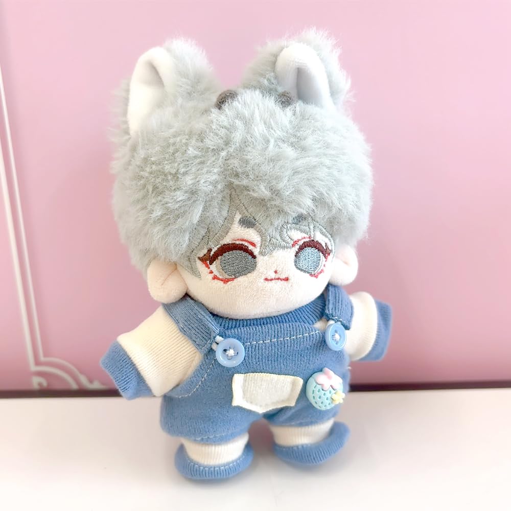 and shoes set for 10cm plush suitable for kpop and T-shirt, overalls, toy, blue, dolls, mascots, accessories. [Used]