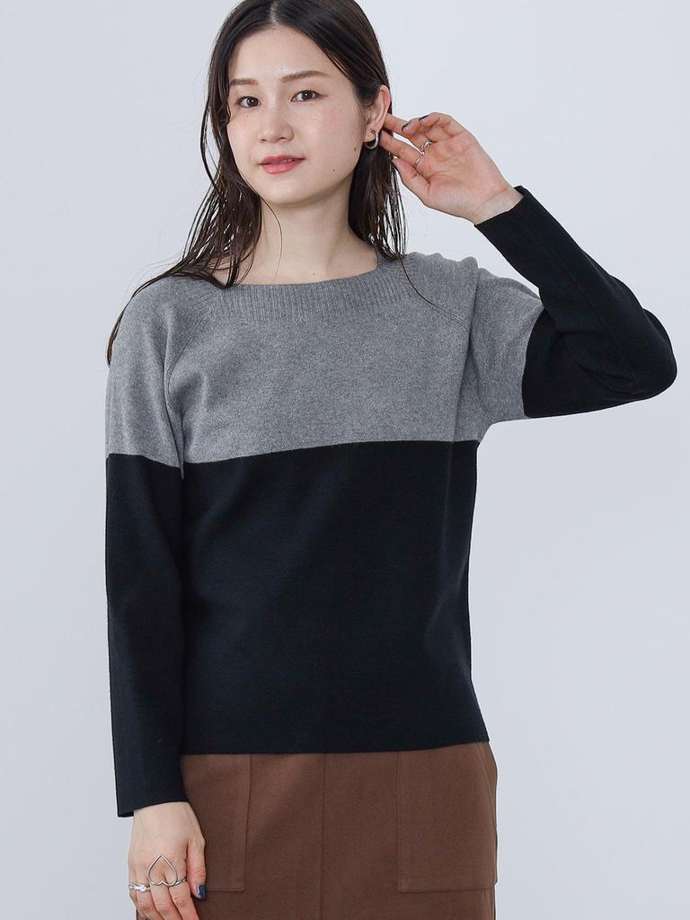 Knit Bicolor Full Needle Knit Pullover CHARCOAL GRAY ONE SIZE [Beams Heart] L/S Women's