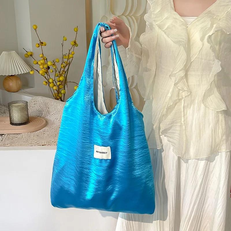Einfaches Design Damenweste Schultertasche Große Kapazität Perlmuttfarben Damen Einkaufstaschen Pendeln College-Mädchen Buch-Tote Handtaschen