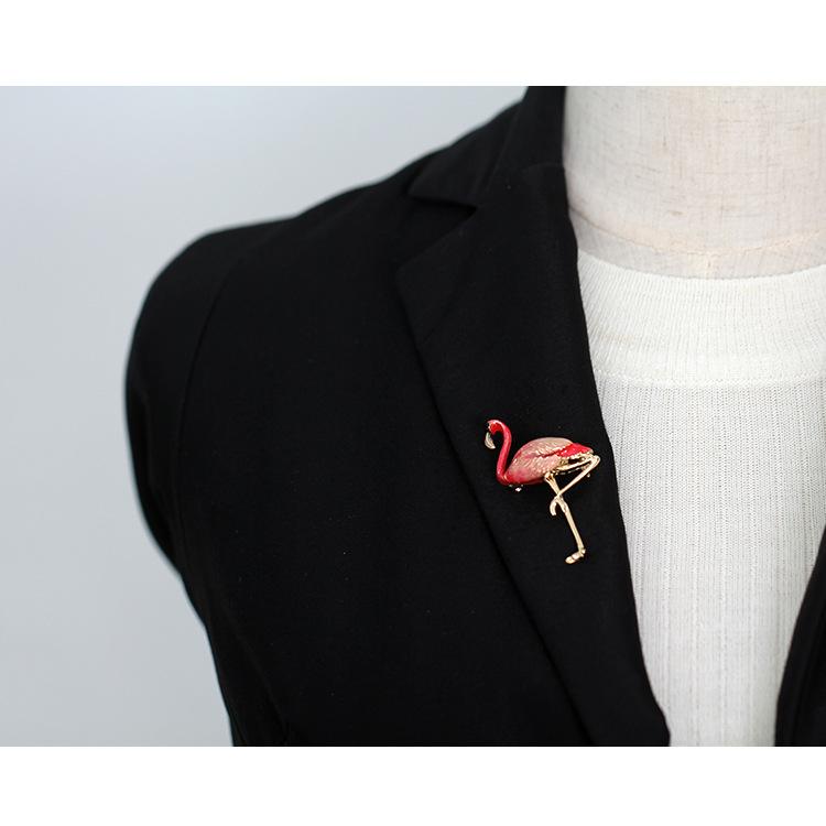 Spilla Brooch alla Moda Fenicottero Lega Unica Stile Esotico come Regalo di Natale