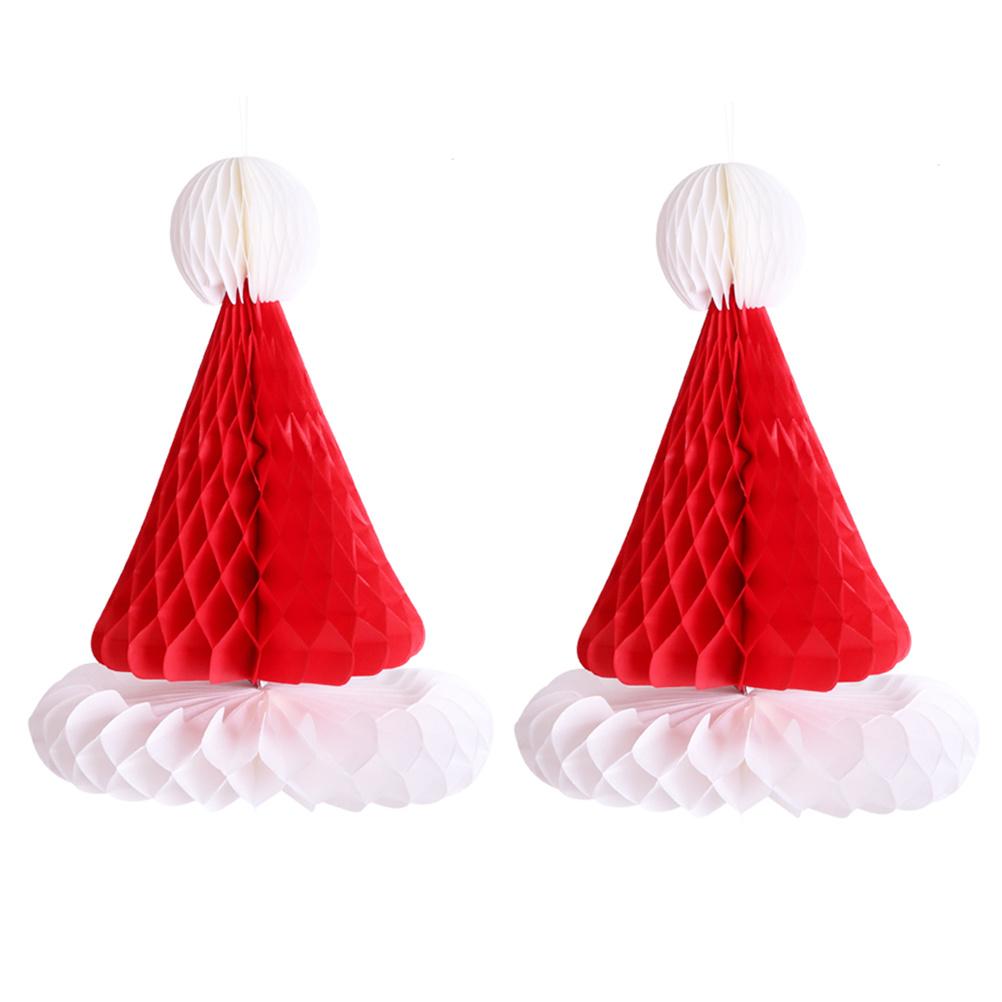 2Pcs Paper Christmas Cap Honeycomb Style Party Hats Festival Decorative Accessories Photo Props Xmas Day New Year Celebration