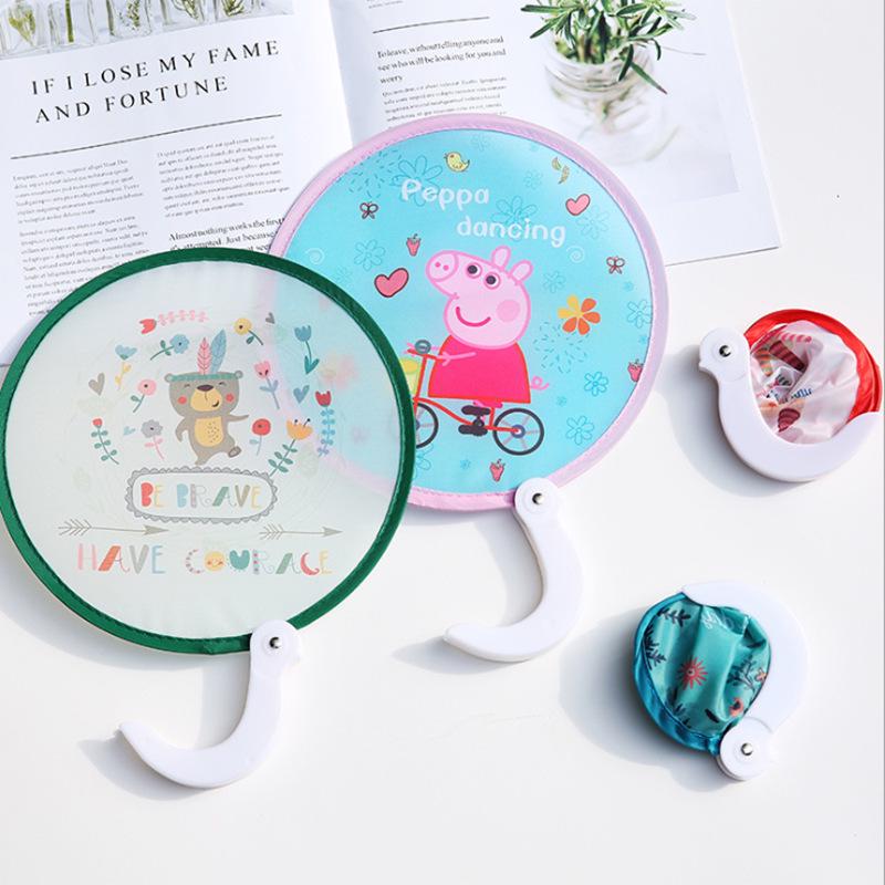 Portable Cartoon Folding Fan for Kids - Mini Travel Round Fan for Summer