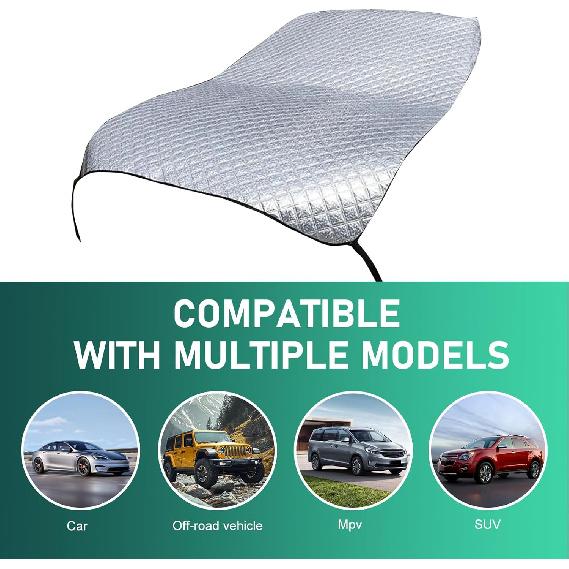 Half Car Cover for Ice and Snow, Windshield Hood All-weather Protection Cover, Outdoor and Indoor Foldable Universal Dustproof Frostproof Cover for