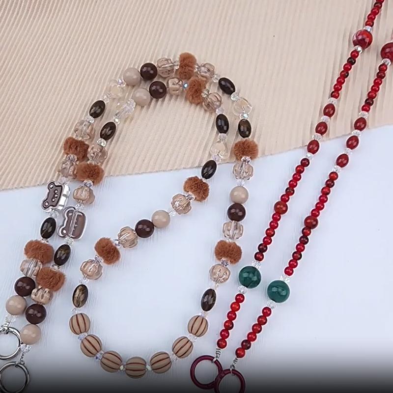 Colorful Acrylic Diagonal Doll Strap Cross Chain Handmade Beaded Bag Decoration Mobile Phone Case Pendant Jewelry