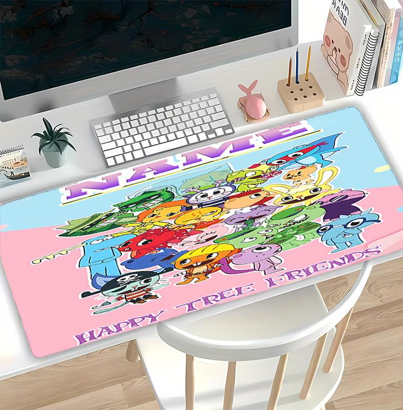 Customizable Name Happy Tree Friends Pattern Gaming Mouse Pad-Non Slip Rubber Base,Perfect Gamers,Esports,Ideal Gift Gaming Enthusiasts