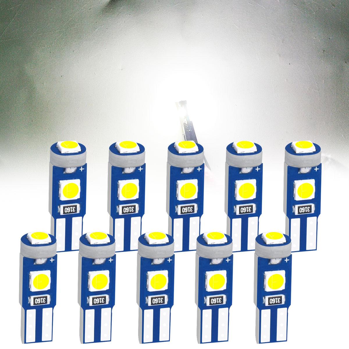 

10/20PCS T5 W1.2W W2.3W 3030 3Chips LED Interior Instrument Lights Dashboard Panel Lamp 12V Plug Play for Car Vehicle Lights