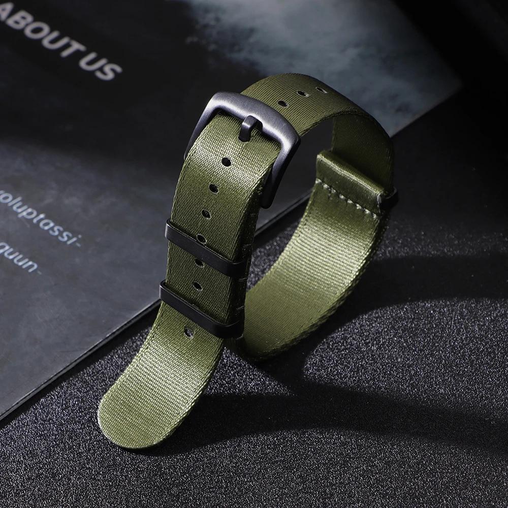 Ribbed Nylon Watchband Nylon Watch Strap 20mm 22mm Watchband Black Buckle Bracelet for Military Sport Watch Band Accessories