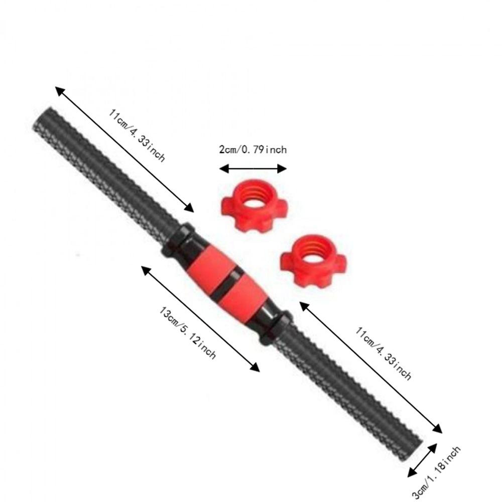 3PCS Steel Weight Bar Set Threaded Ends Black and Red Dumbbell Dumbbell Handle Set Home Gym