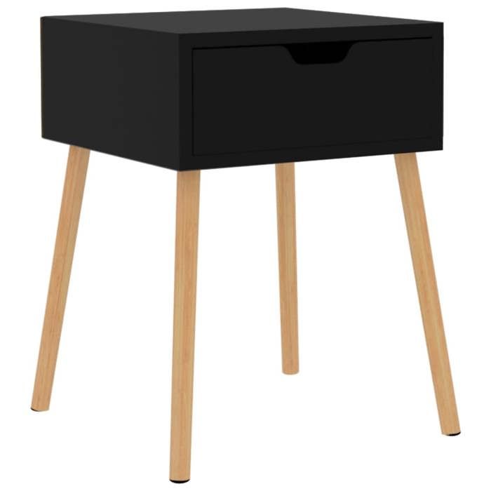 Table de chevet - Noir brillant - 40x40x56 cm - Bois d'ingénierie - 1 tiroir