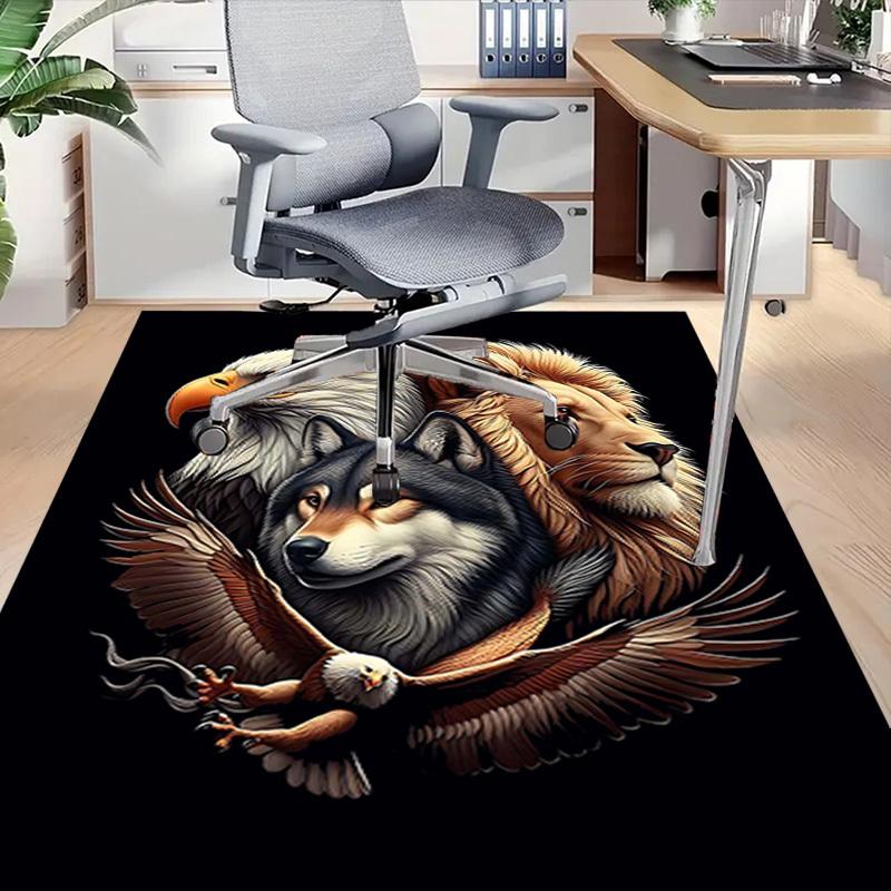 1PC Eagle Lion Wolf Non-Slip Floor Carpet Compatible for Office&Living Room&Dining room - Flat-Weave Machine- Soft & Pattern-E280