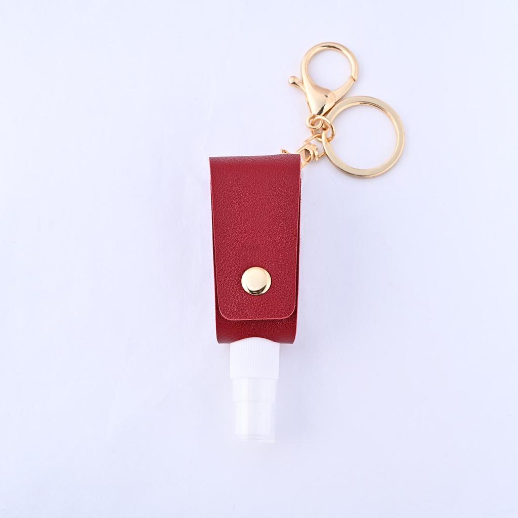 T-Shaped Leather Hand Sanitizer & Perfume Keychain Case with Spray Bottle