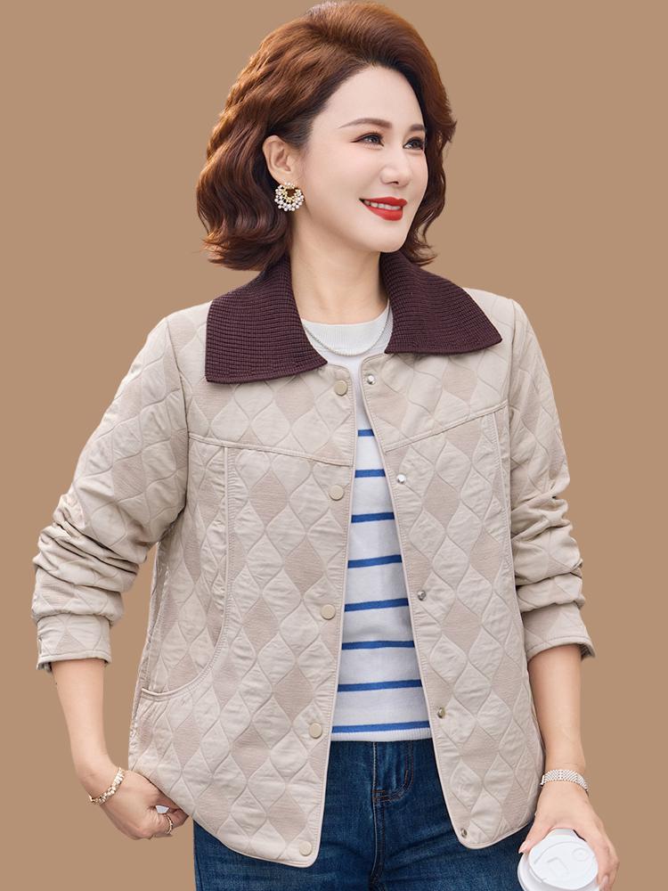 Mom's Stylish Casual Lapel Short Cardigan Jacket for Mid-Aged Women - Spring/Autumn 2026 Collection