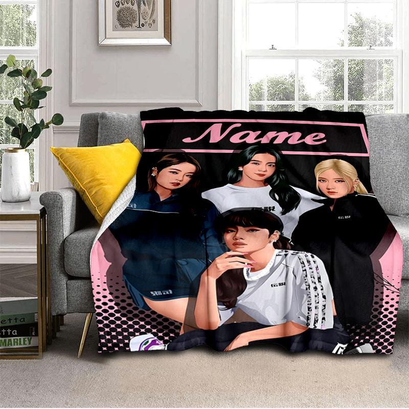 1PC Custom Name "Name Group Fashion" Flannel Blanket Versatile,all-season Throw Suitable for the Living Room,bedroom,camping,travel,and Gift