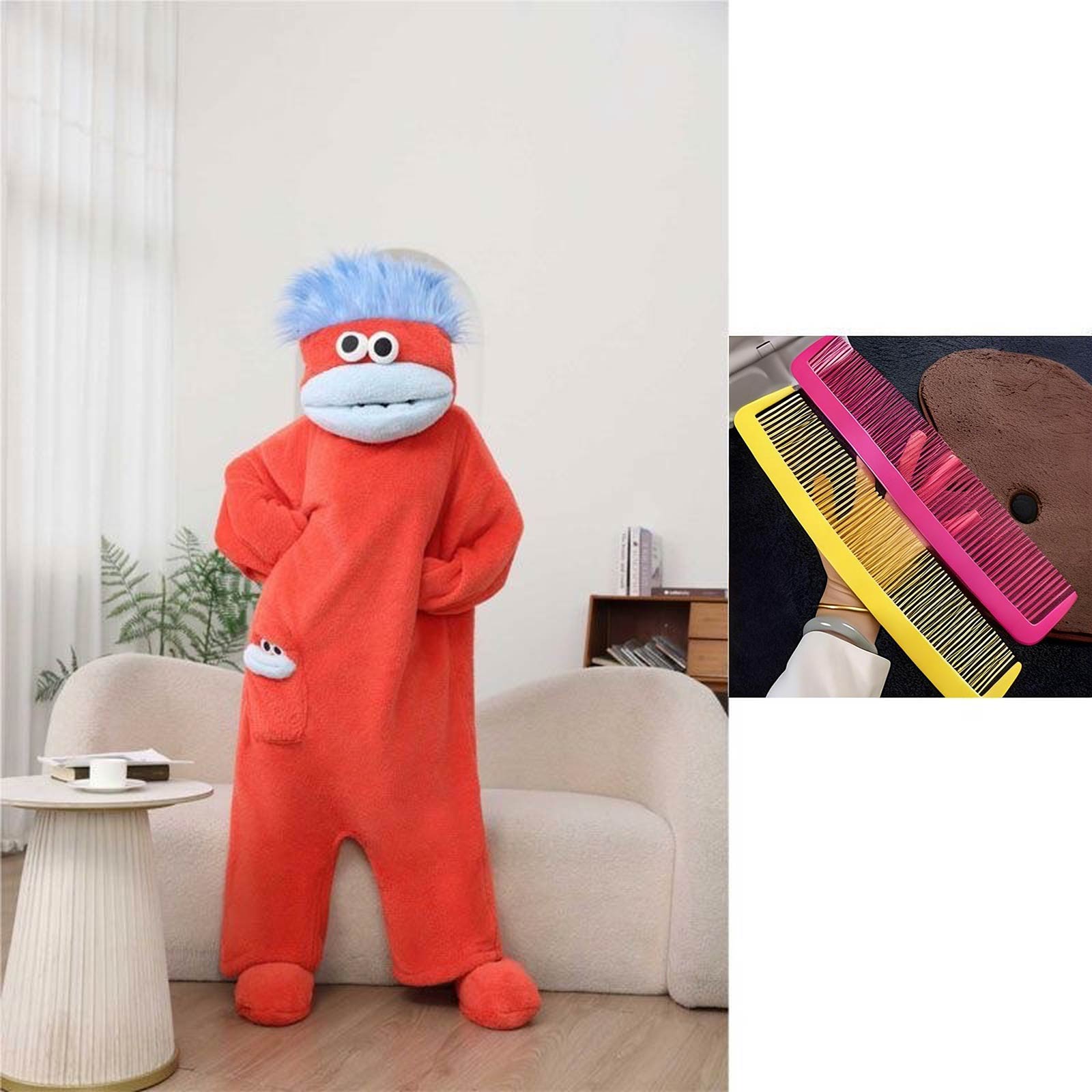 Cute Cartoon Funny Matching Couple Pajamas  For Adults And Youth L красный