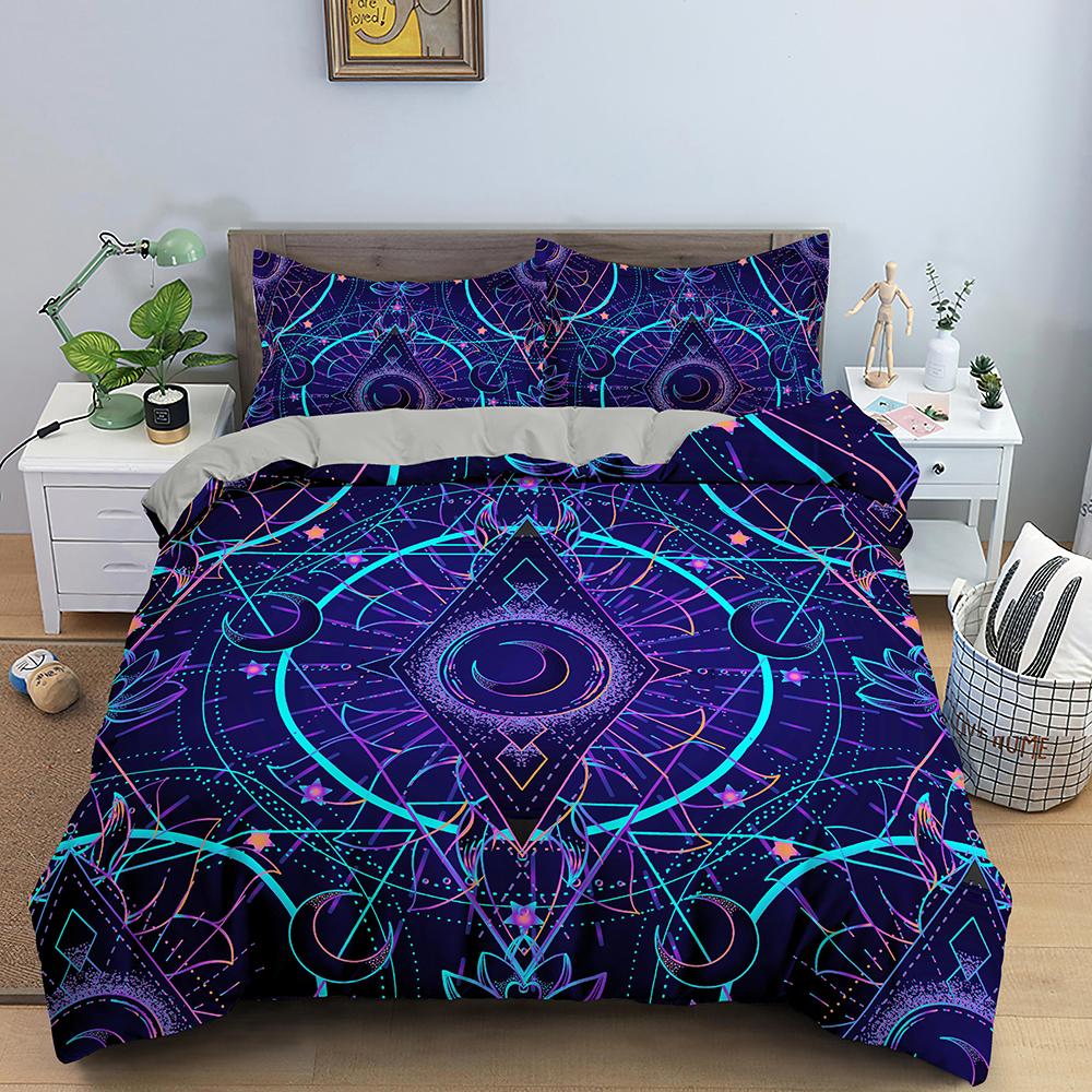 Bohemian Duvet Cover Set Universe Sun And Moon Themed Polyester Comforter Cover King Queen Full Size For Kids Boys Bedding Set