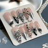 24Pcs Y2K Fake Nails Metallic Punk Style False Nails 3D Hand-made Rhinestone Fake Nails Wearable Spicy Girls Press On Nails