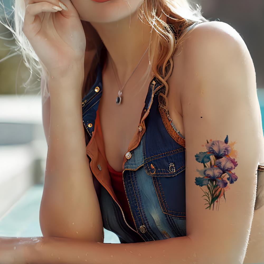 12pcs Temporary Tattoo Orchid Tattoos Waterproof Long-lasting Body Stickers Floral Tattoos Colorful Tattoos Watercolor For