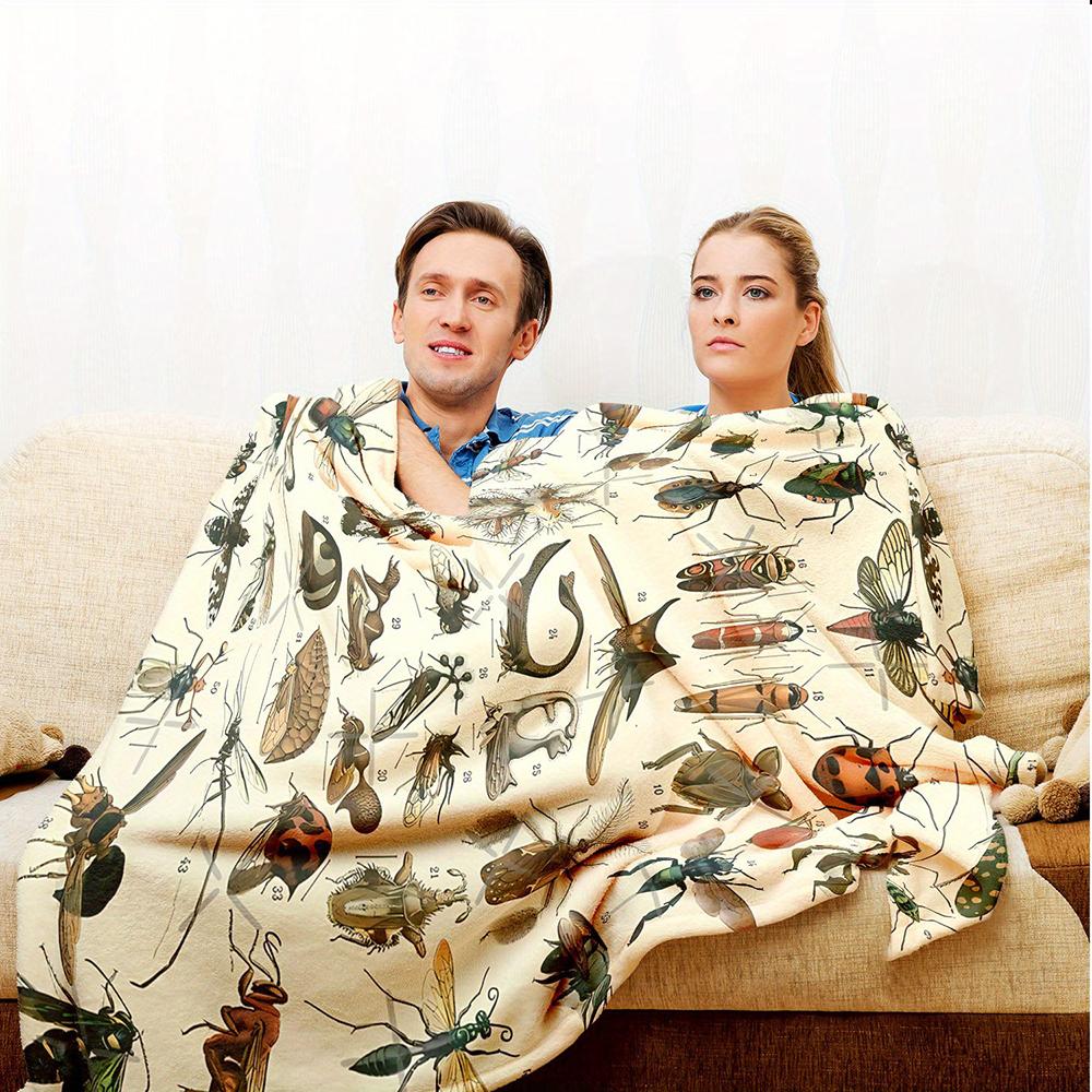 Insect-Printed Quilt Blanket , Warm and Comfortable Throw Blanket Sofa Bed Sofa Camping Trip, the Best Gift.