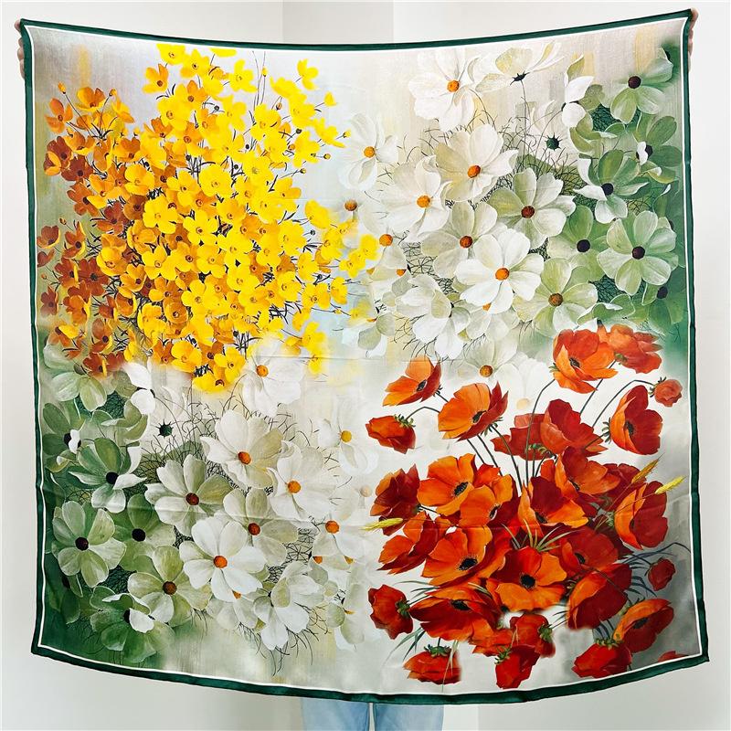 110*110 Cm Square Silk Scarf Women's Fashion Printed Small Neck Scarf Office Women's Hair Belt Folar Handkerchief Women's Handkerchief Shawl Scarf