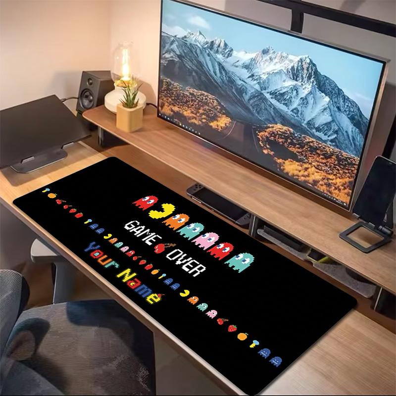 Pacman Custom Name Large Size Mouse Pad Large Gaming Table Cushion Non-slip Laptop Tablet Big Mousepad XXL Mat Mini PC Playmat With Lock Edge