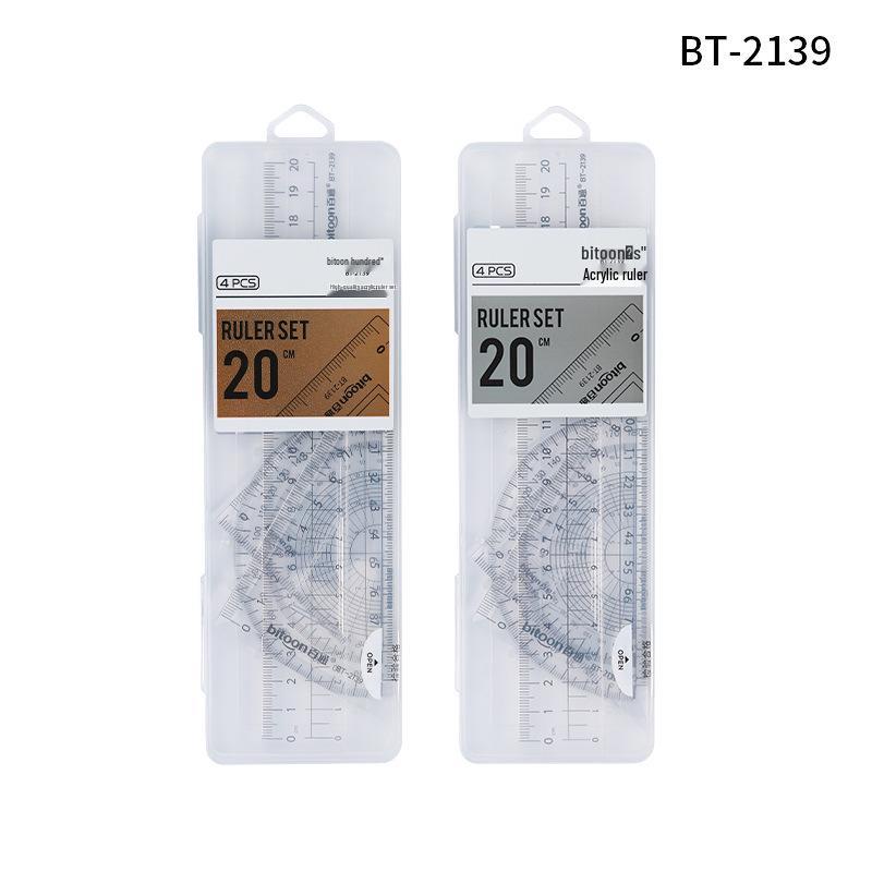 Baituong Multi-functional Ruler Set: Includes Straight Ruler, Triangle Ruler, and Exam Set 20 cm